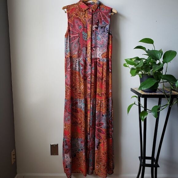 BEAUTIFUL PRINT BUTTON MAXI DRESS BOOHOO SIZE S - Picture 2 of 8
